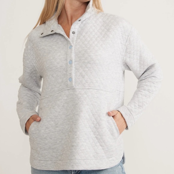 Marine Layer Corbet Quilted Funnel Neck Pullover Sweater Gray Blue S - Picture 1 of 5